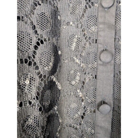 Andrea Jovine Black Lace Jacket With Linen Collar And Trim "Diamond" Accents Lrg - Picture 3 of 11